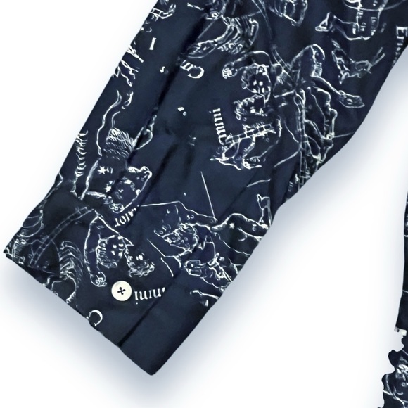 Rani Arabella Midi Shirt  Dress Celestial Zodiac Print Pockets Navy Italy Large - Picture 5 of 7